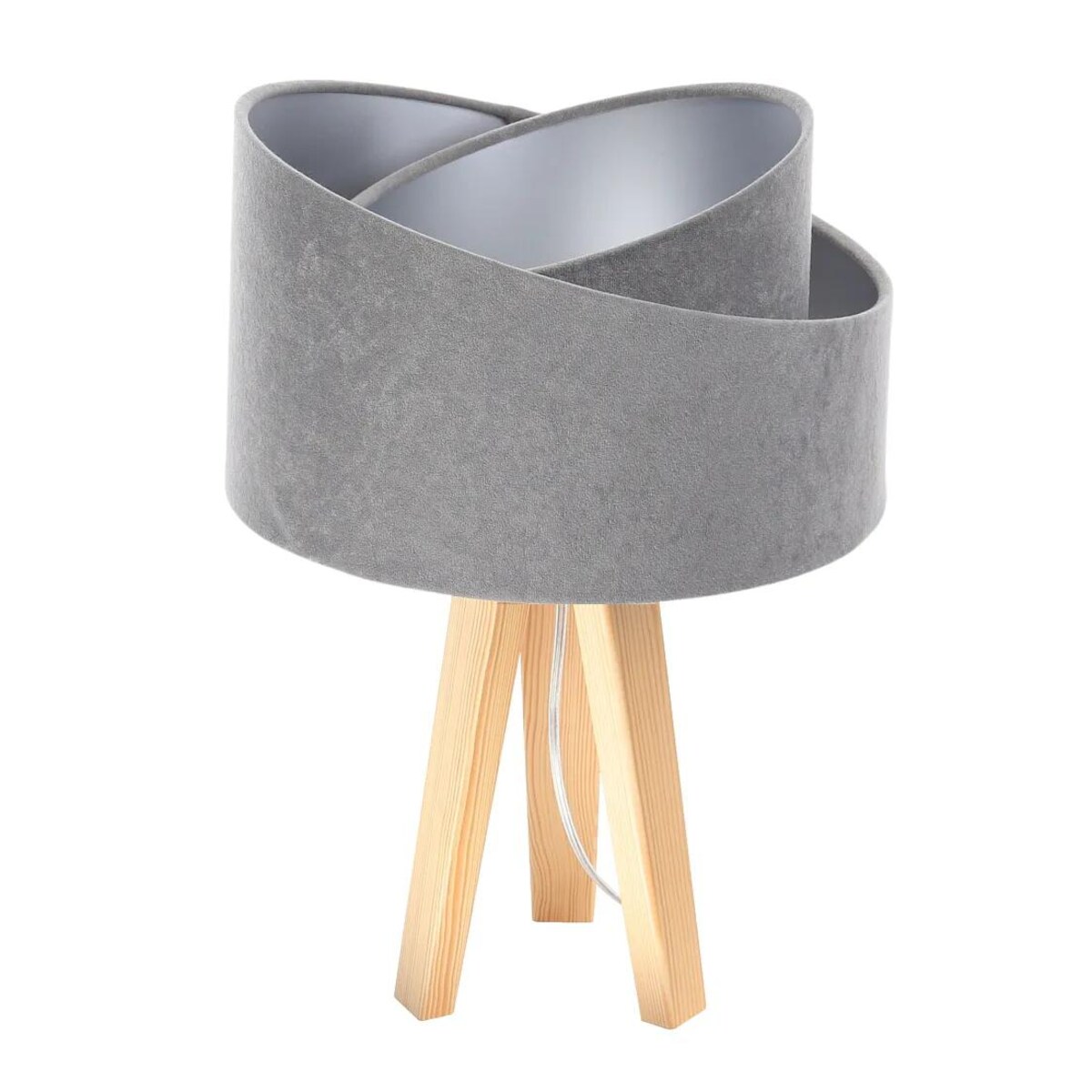 Lampa stołowa GEMSTONE szara/srebrna/sosna