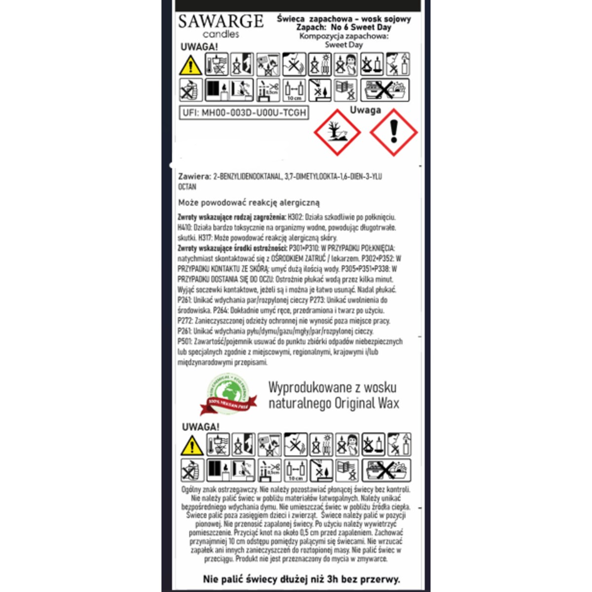 Świeca Zapachowa Sojowa No6 / Drewniany Knot/40h/Sweet Day/200g