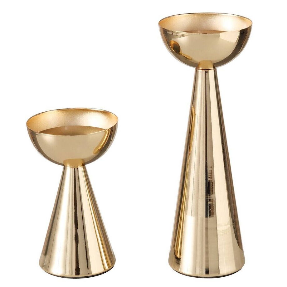 Złote świeczniki metalowe LUENA, 2 sztuki