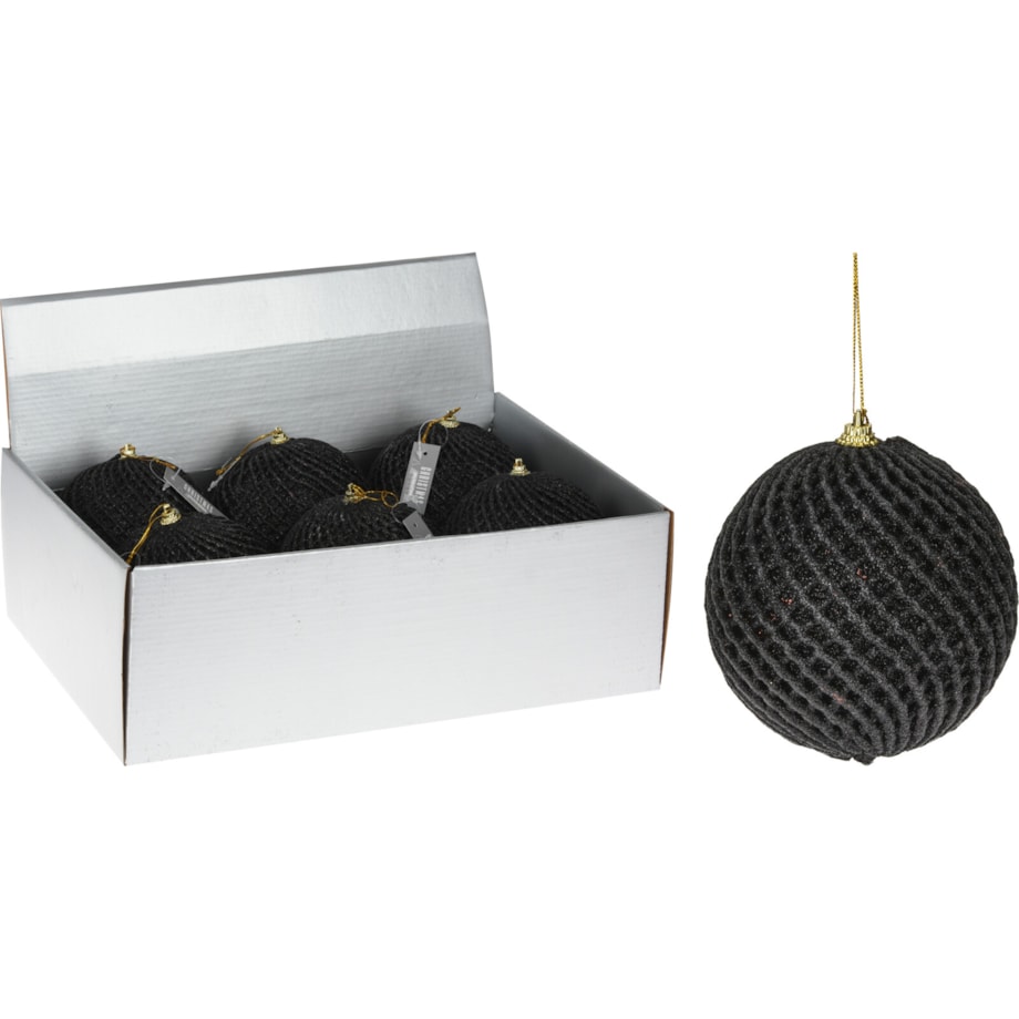 BOMBKA ŚWIĄTECZNA Z BROKATEM 120MM CZARN