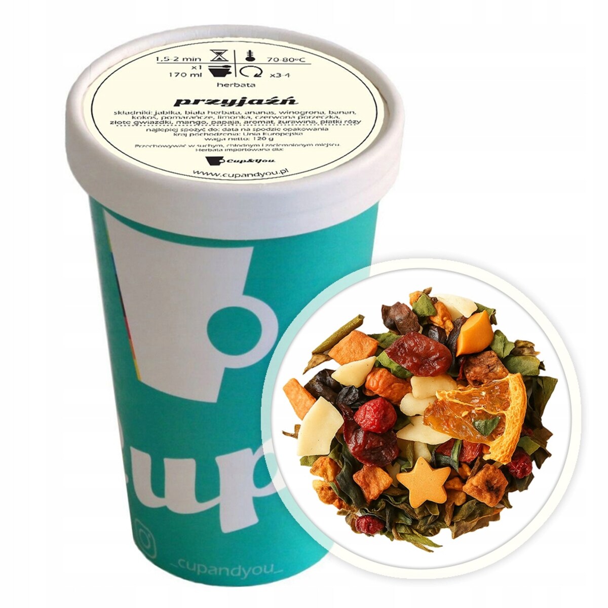 Herbata biała PRZYJAŹŃ premium sypana ananas banan kokos płatki róży 120g