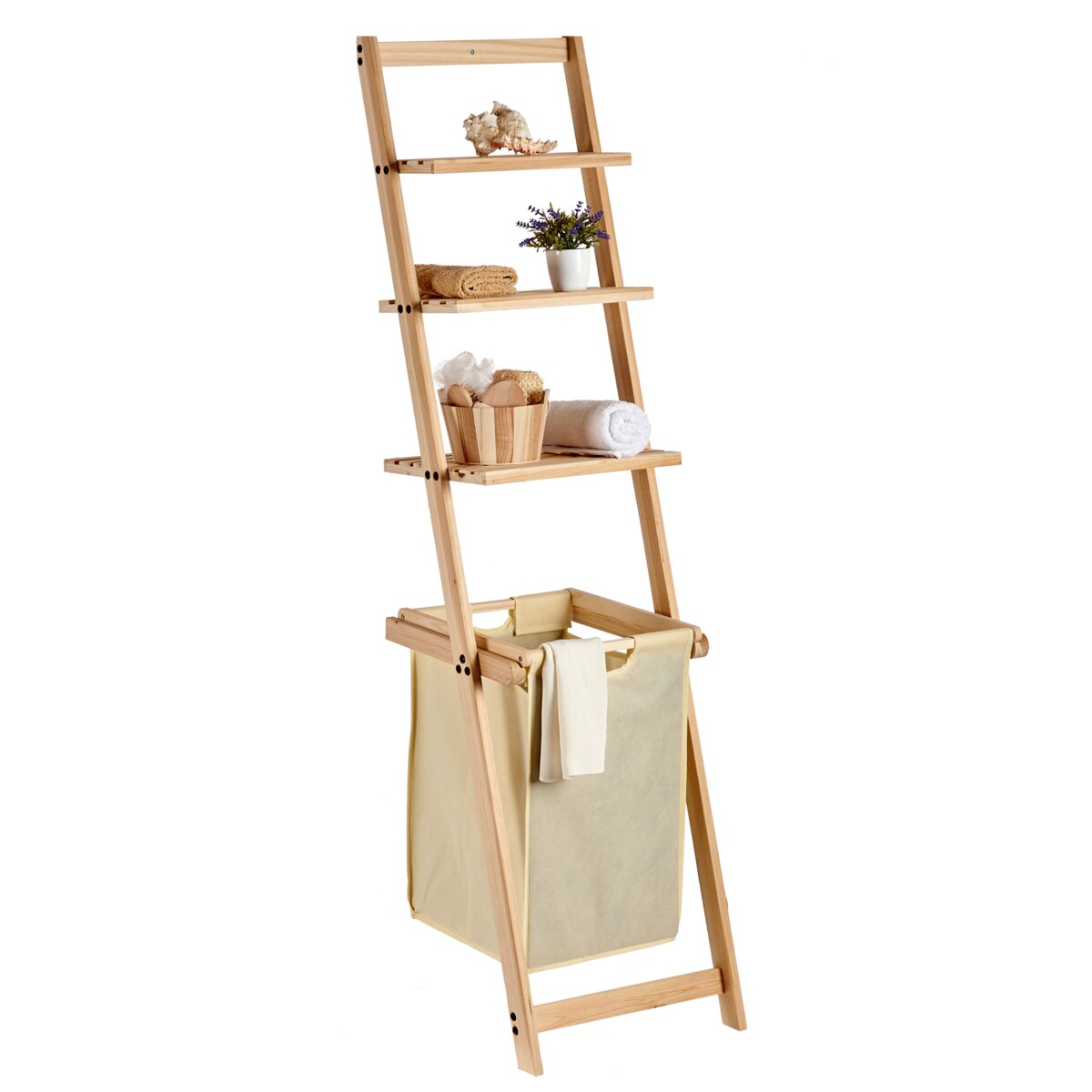 Regał łazienkowy z koszem na pranie CLEAR, 156,5 x 41 x 4 cm