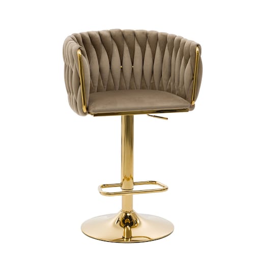 Hoker do kuchni krzesło regulowane do jadalni plecione oparcie ROSA GOLD