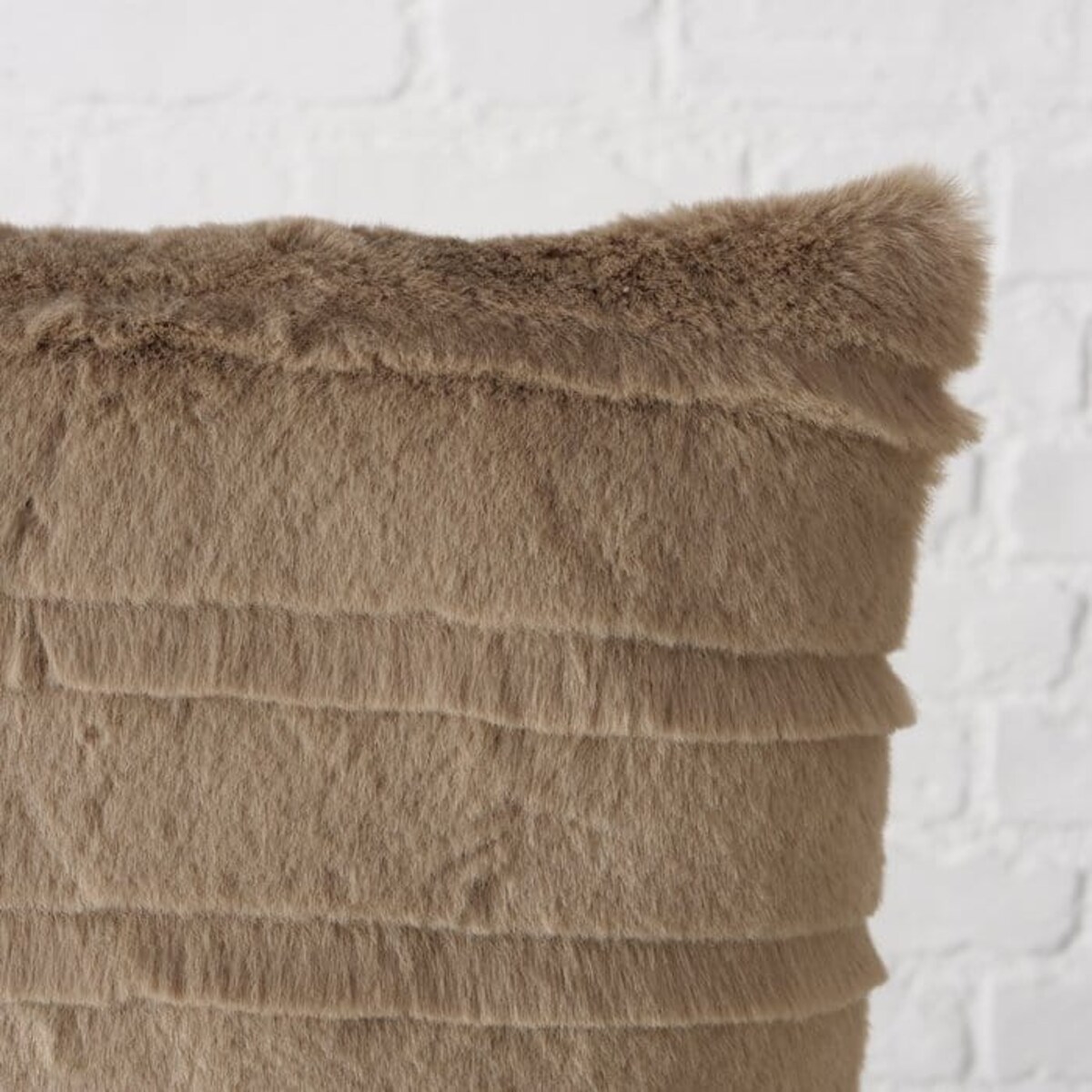 Poduszka Dekoracyjna Beżowa Futerko Strofo Ozdobna Dekoracyjna Sofę Kanapę