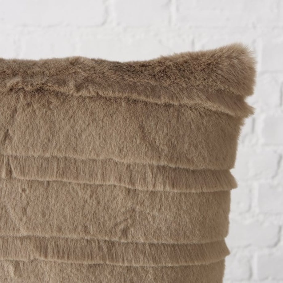 Poduszka Dekoracyjna Beżowa Futerko Strofo Ozdobna Dekoracyjna Sofę Kanapę