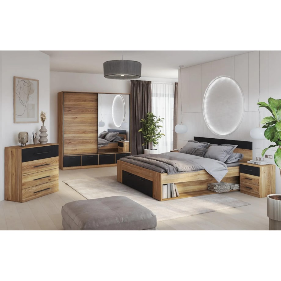 Szafka nocna BETA 3S dąb muavella/czarna