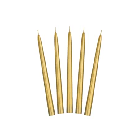 Świeca stożkowa metalizowana, złoty, 24cm (1 op. / 10 szt.)