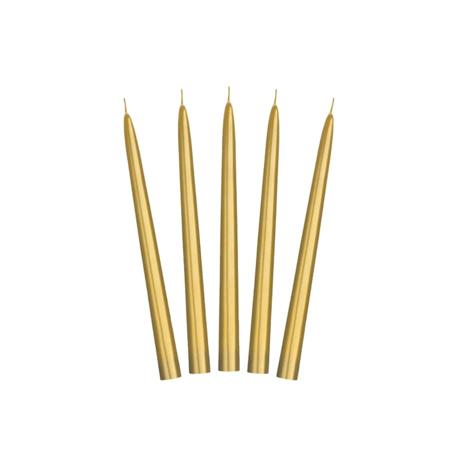 Świeca stożkowa metalizowana, złoty, 24cm (1 op. / 10 szt.)