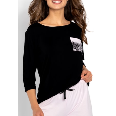 Piżama Ashley Black-Pink, S