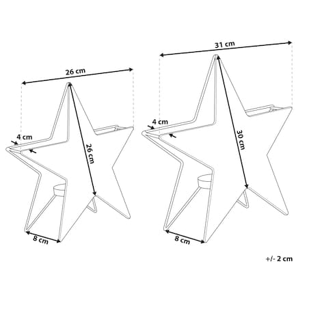 Zestaw 2 świeczników TORNIO Metal 30/26 cm Srebrny