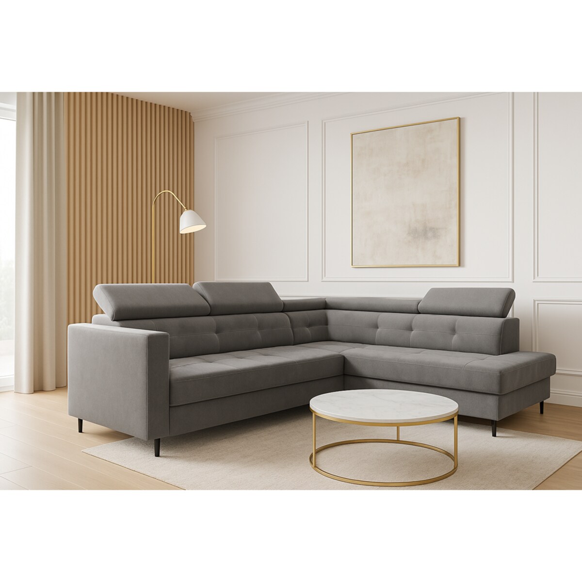 Narożnik z funkcją spania TAKO prawostronny - grafitowy