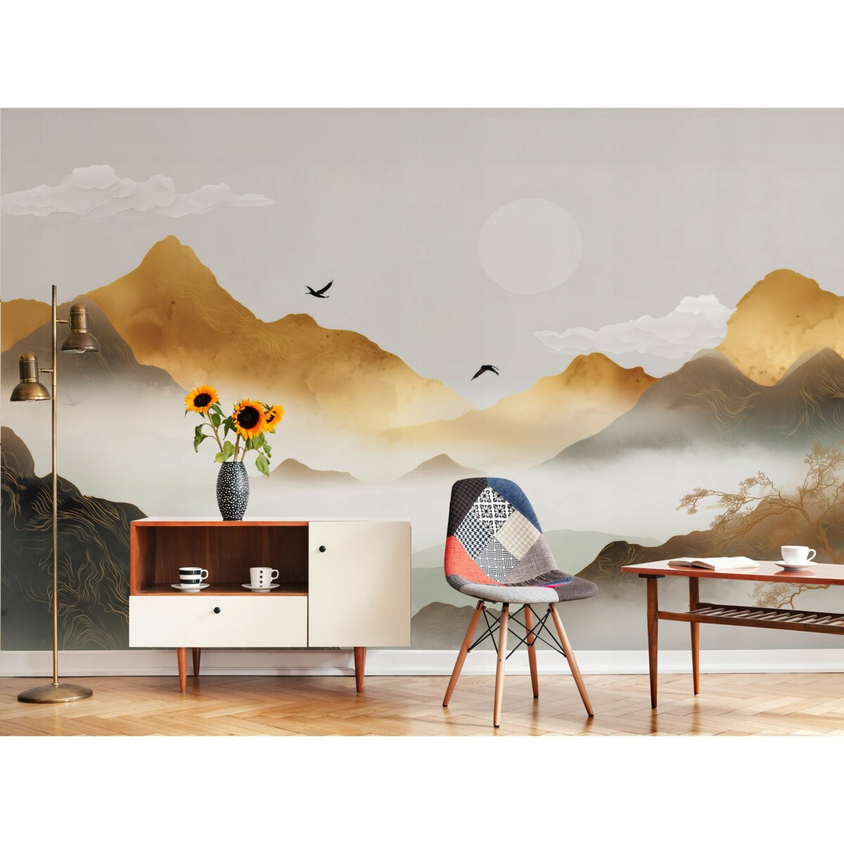 Fototapeta Do Sypialni Salonu Na Flizelinie Góry Ptaki Brązowy 250x175