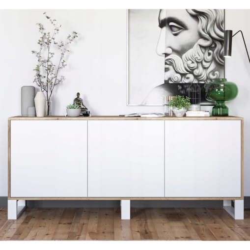 Komoda Loft Szafka RTV Industrialna Dąb Wotan Biały MAT 168 cm