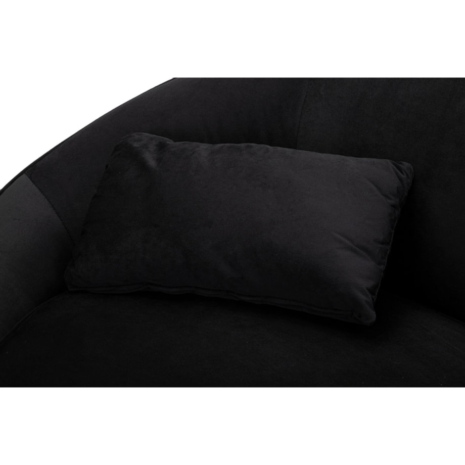 Sofa Oslo, kolor czarny i złoty, poliester, drewno eukaliptusowe i metal, 148 x 84 x 68 cm, do salonu, Mauro Ferretti