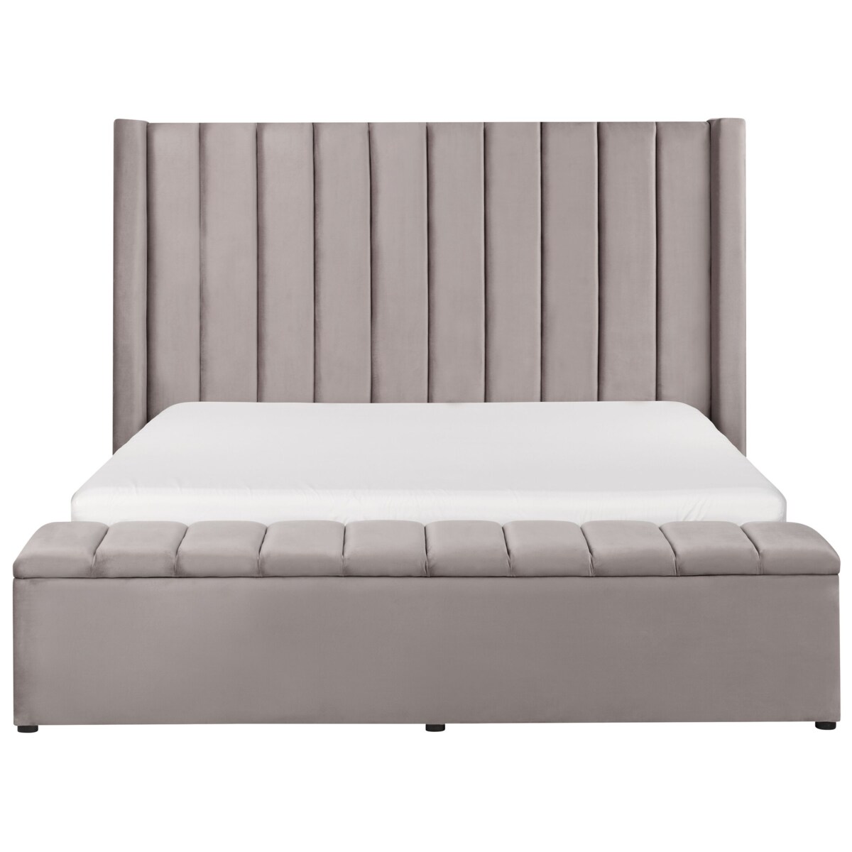 Łóżko wodne welurowe z ławką 160 x 200 cm szare NOYERS