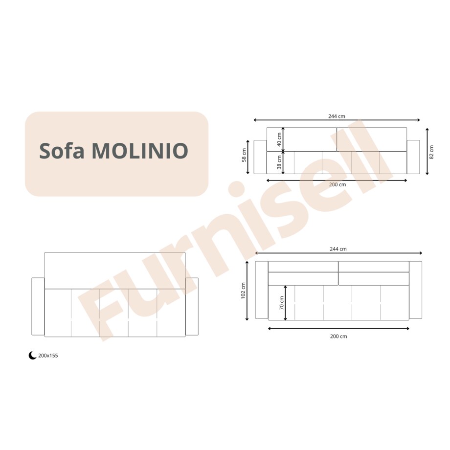 Kanapa MOLINIO z funkcją spania z pojemnikiem na pościel Kolor: Wind 89