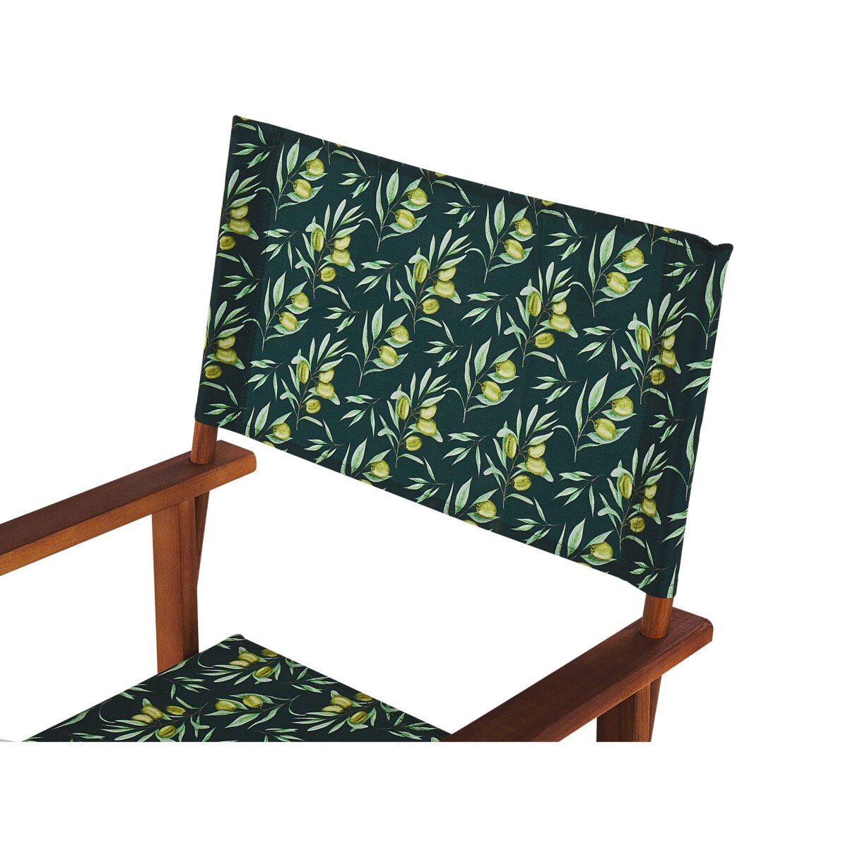 Zestaw 2 krzeseł ogrodowych akacjowy ciemne drewno z białym / wzór w oliwki CINE