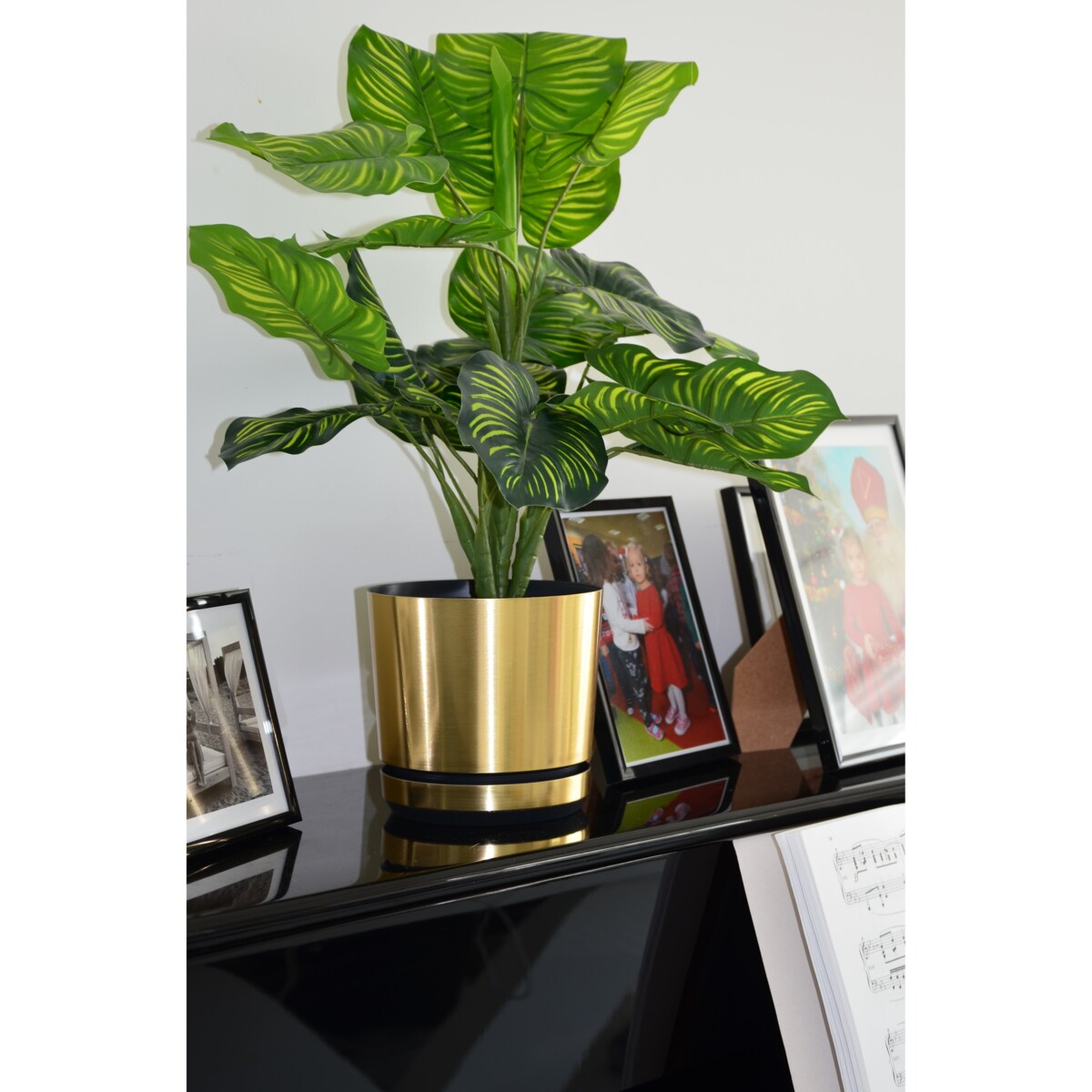 12 cm wzór MOSIĄDZ Doniczka z podstawką nowoczesna elegancka loft industrialny klasyczny połysk efekt szczotkowanego metalu