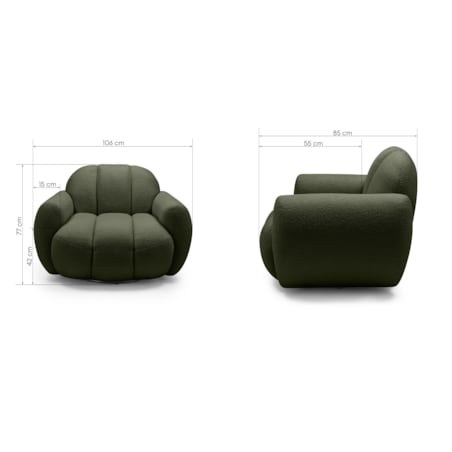 Fotel obrotowy 77x106x85 PALLASS bouclé ciemnozielony