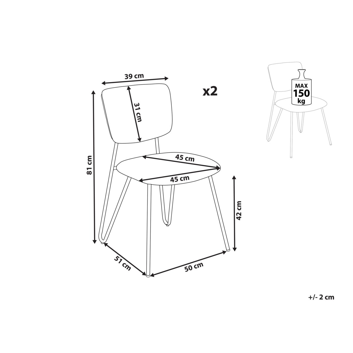 Zestaw 2 krzeseł do jadalni boucle jasnozielone NELKO
