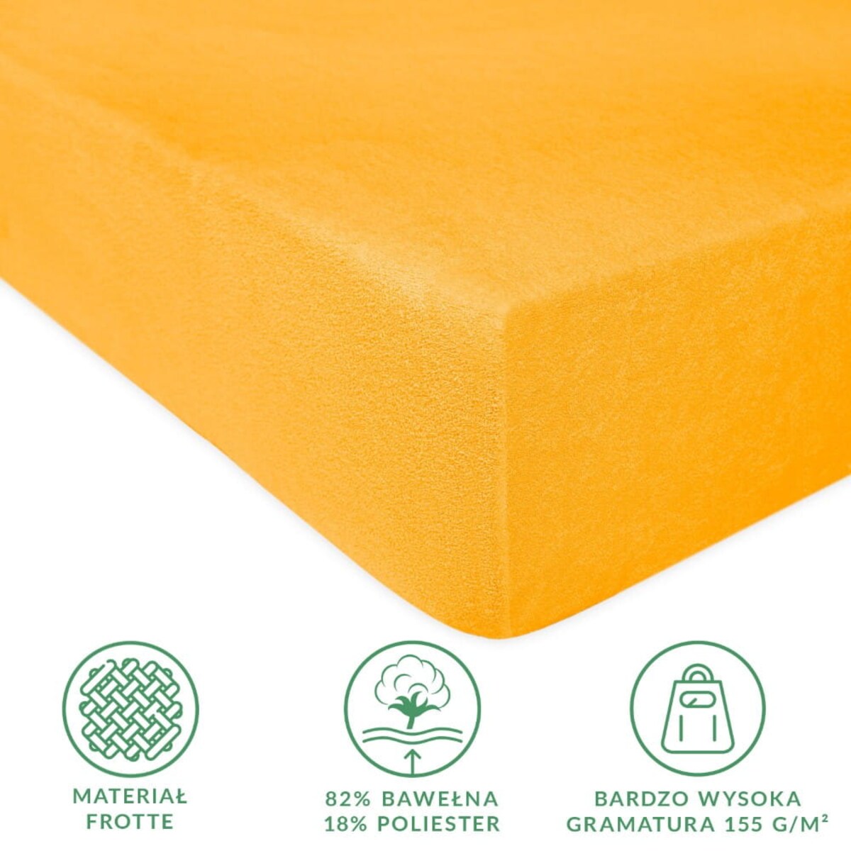Prześcieradło frotte z gumką 160x200 kolor żółty