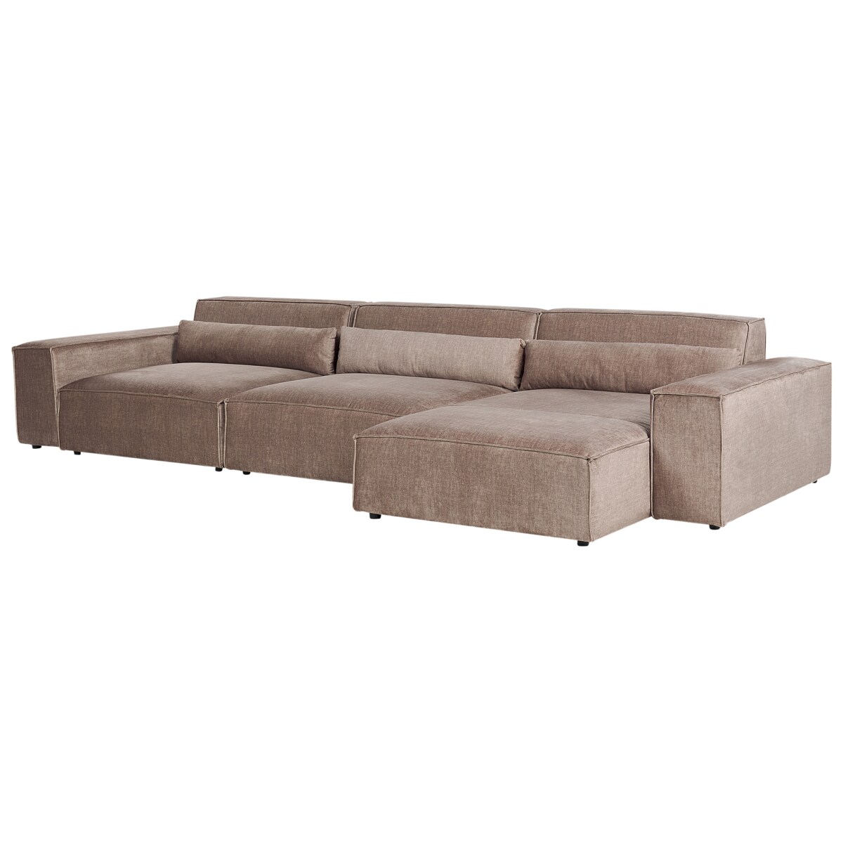 Sofa narożna z otomaną HELLNAR Jasnobrązowy Lewostronny