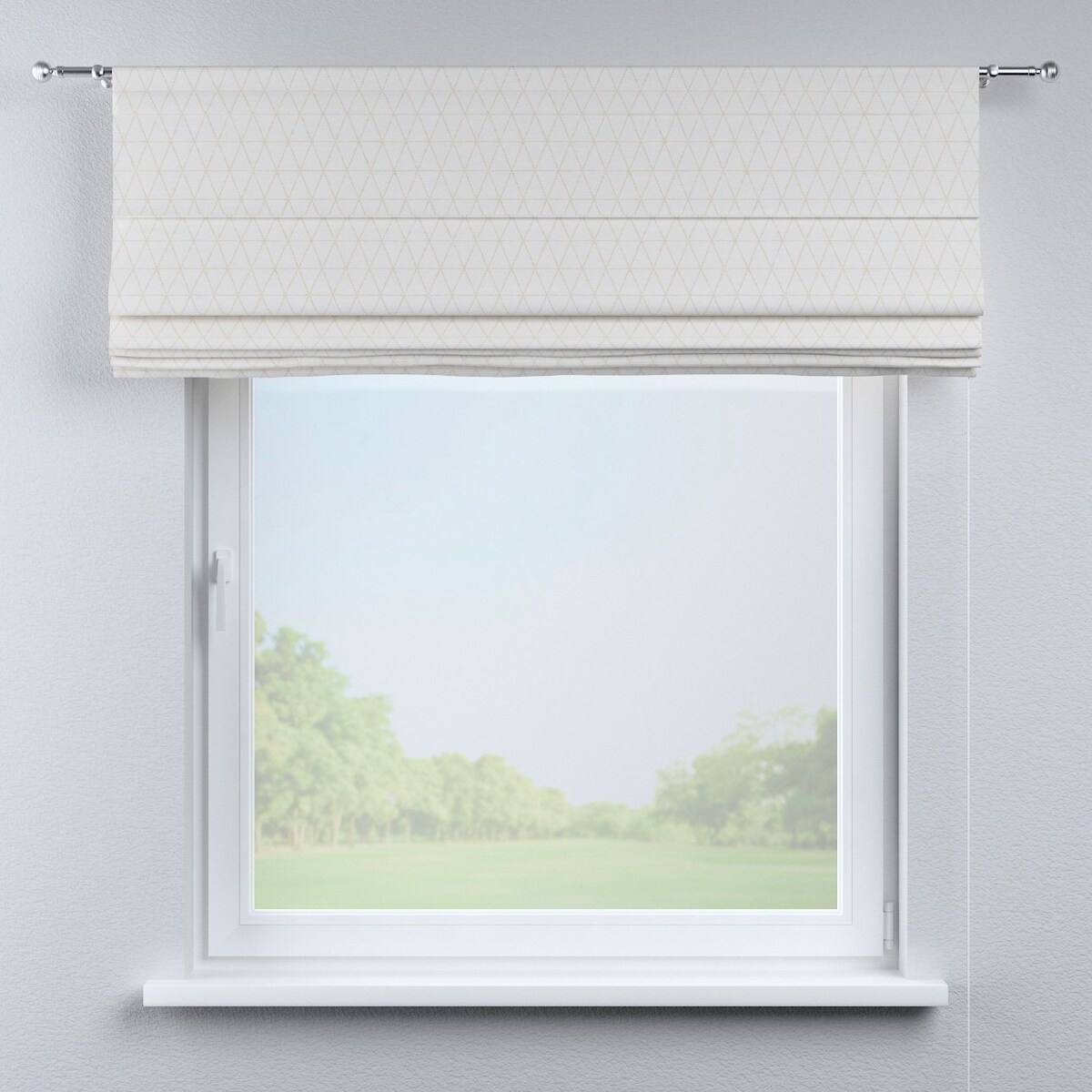 Roleta rzymska Torino, beżowe trójkąty na kremowo-białym tle, Sunny