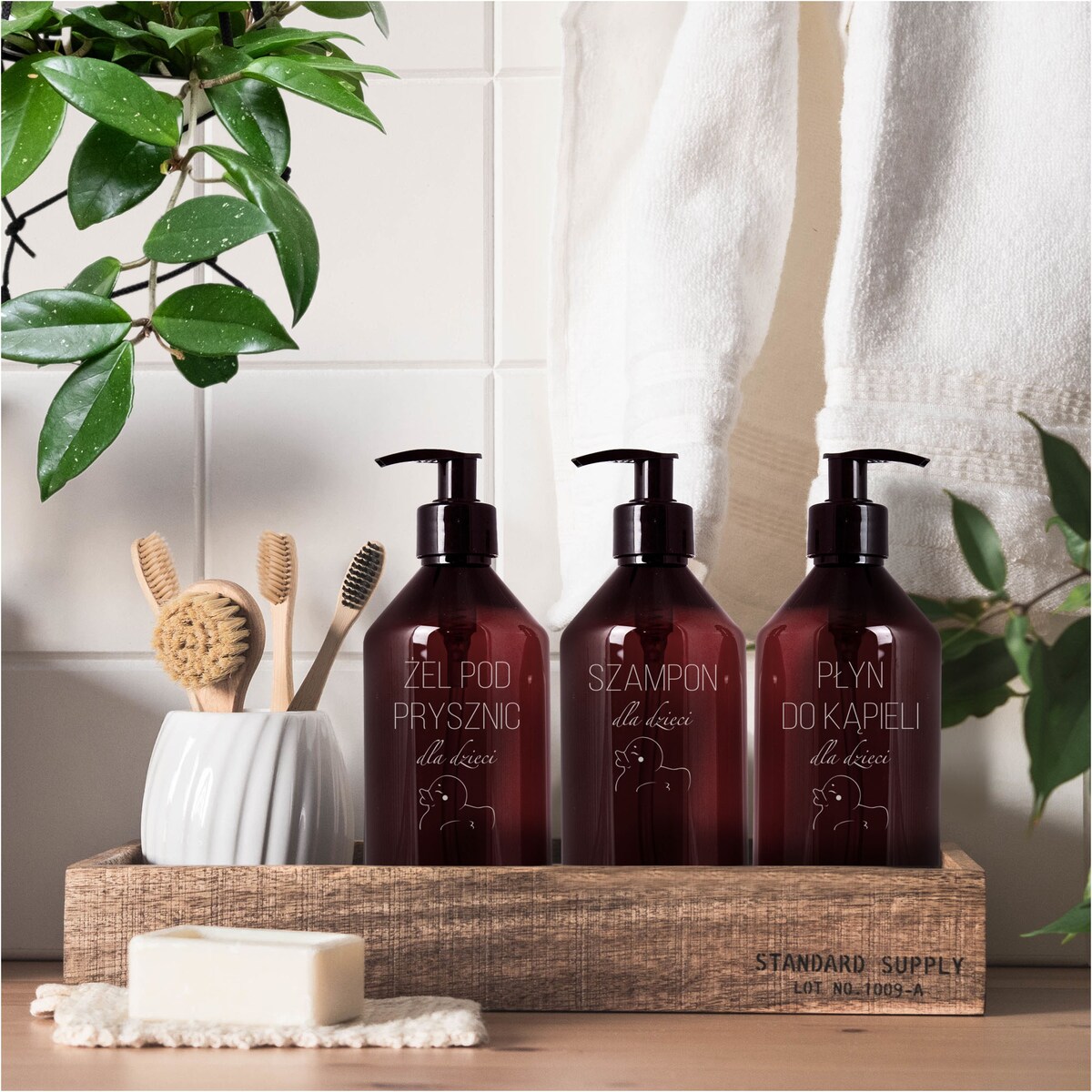 3X Dozownik Z Pompką Butelka Do Szamponu Żelu Pod Prysznic Zestaw Dla Dzieci Dziecięcy Do Łazienki