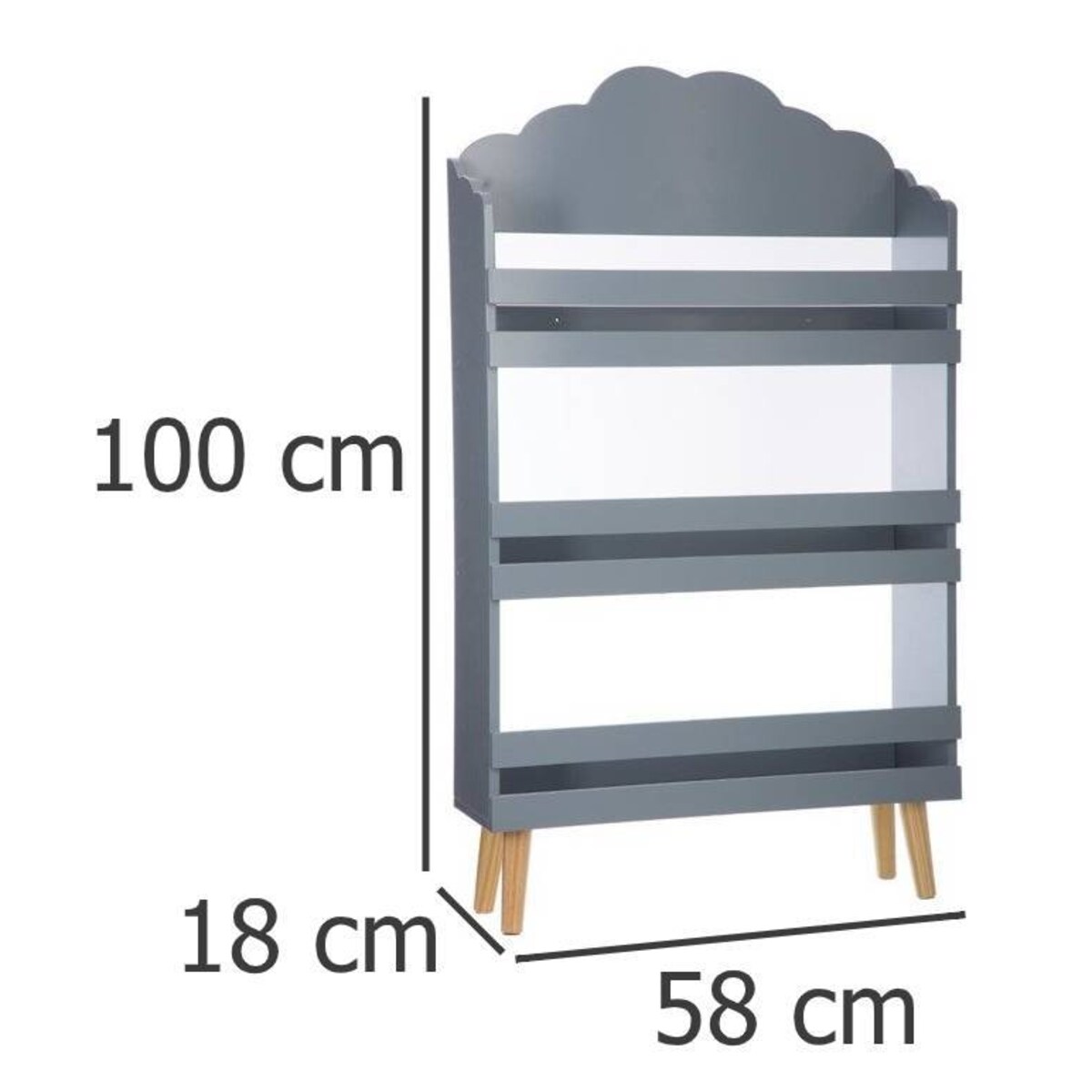 Regał do przechowywania - 3 poziomy, 58 x 18 x 100 cm