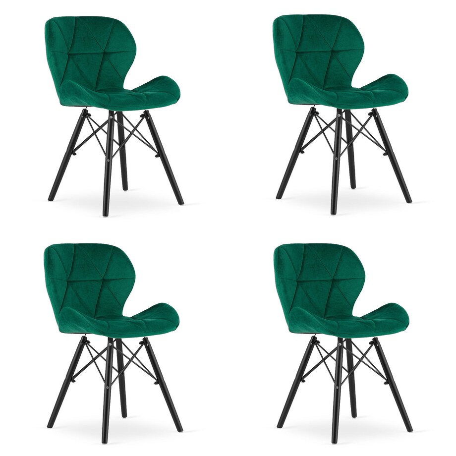 Krzesło Do Jadalni Kuchni Salonu Lago Aksamit - Zielone / Nogi Czarne X 4