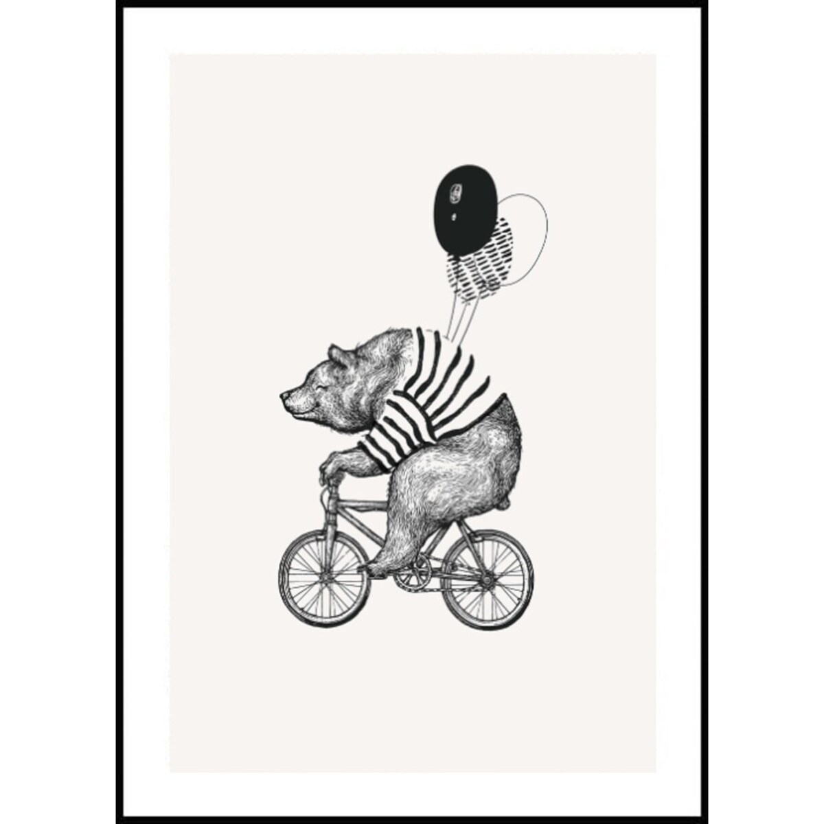 Poster Story, Plakat, Obraz - Miś z Balonami na Rowerze, wymiary 60 x 84 cm