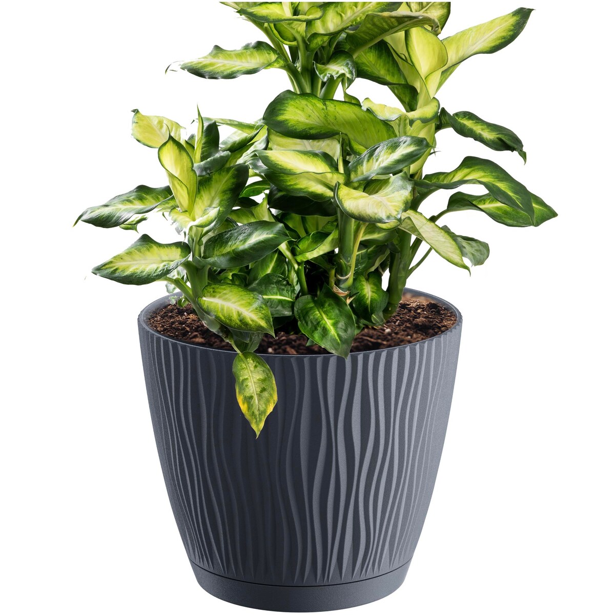 Doniczka Okrągła Z Podstawką Domowa Antracyt X2