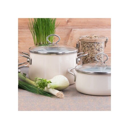 Riess garnek wysoki z pokrywą 6,5l 24cm Avorio R0705011