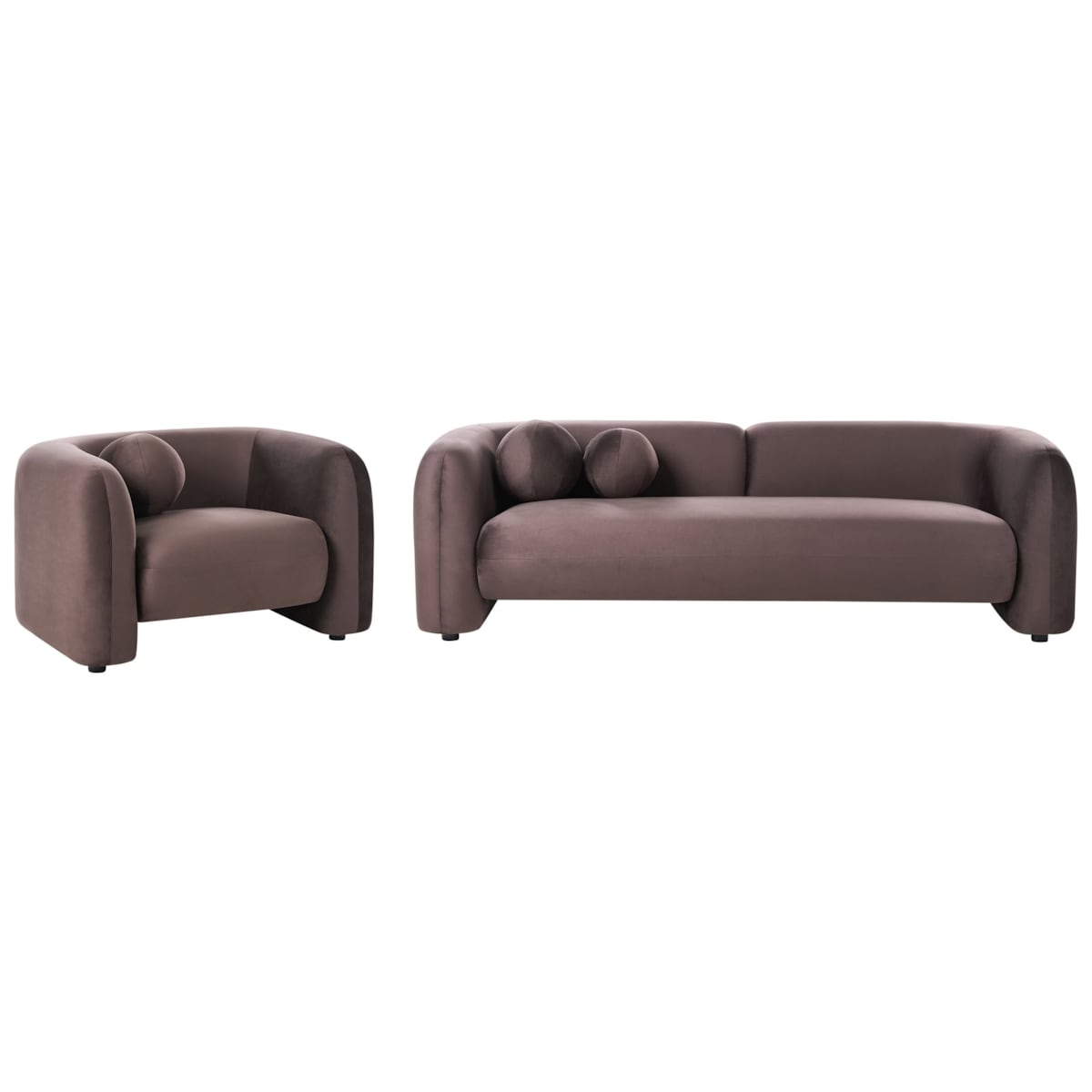 Komplet wypoczynkowy dla 4 osób LEIREN Welur Ciemnobrązowy