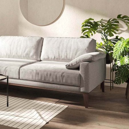 Sofa narożna Musso z pikowanym siedziskiem beżowa