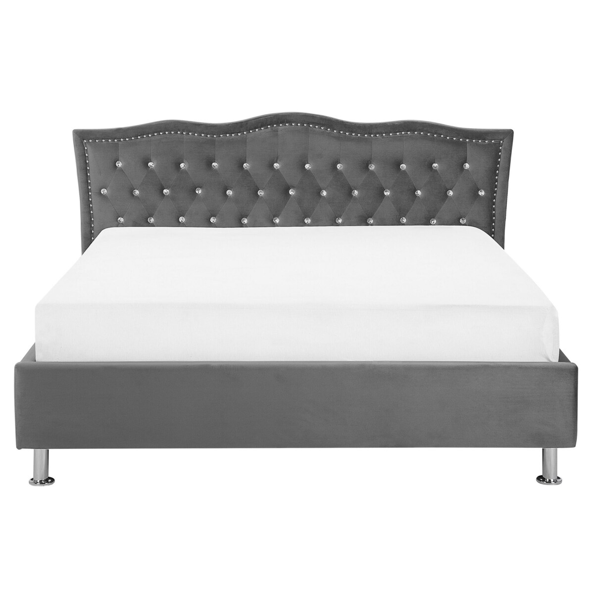 Łóżko welurowe 160 x 200 cm ciemnoszare METZ