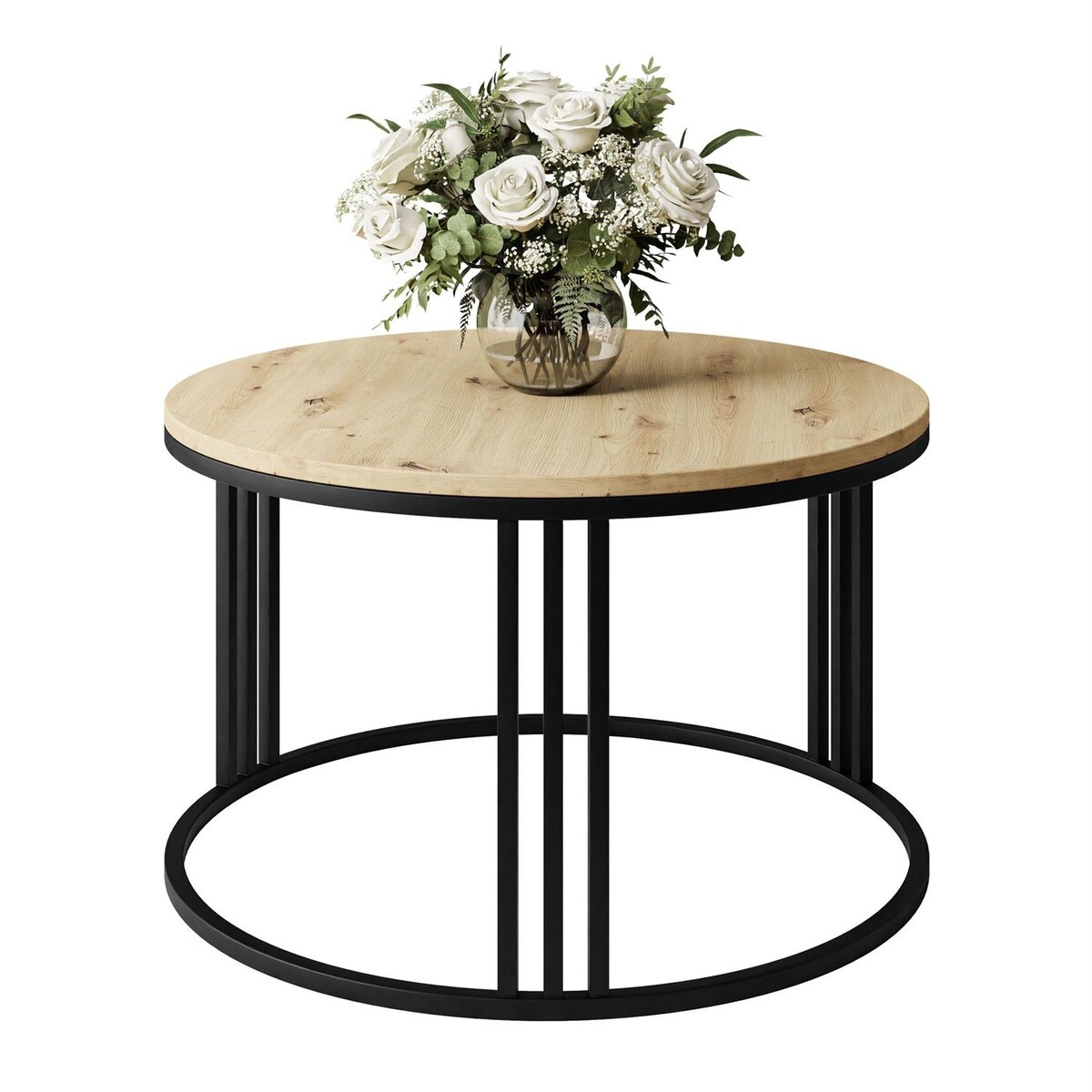 Okrągły stolik kawowy LORI czarny dąb artisan