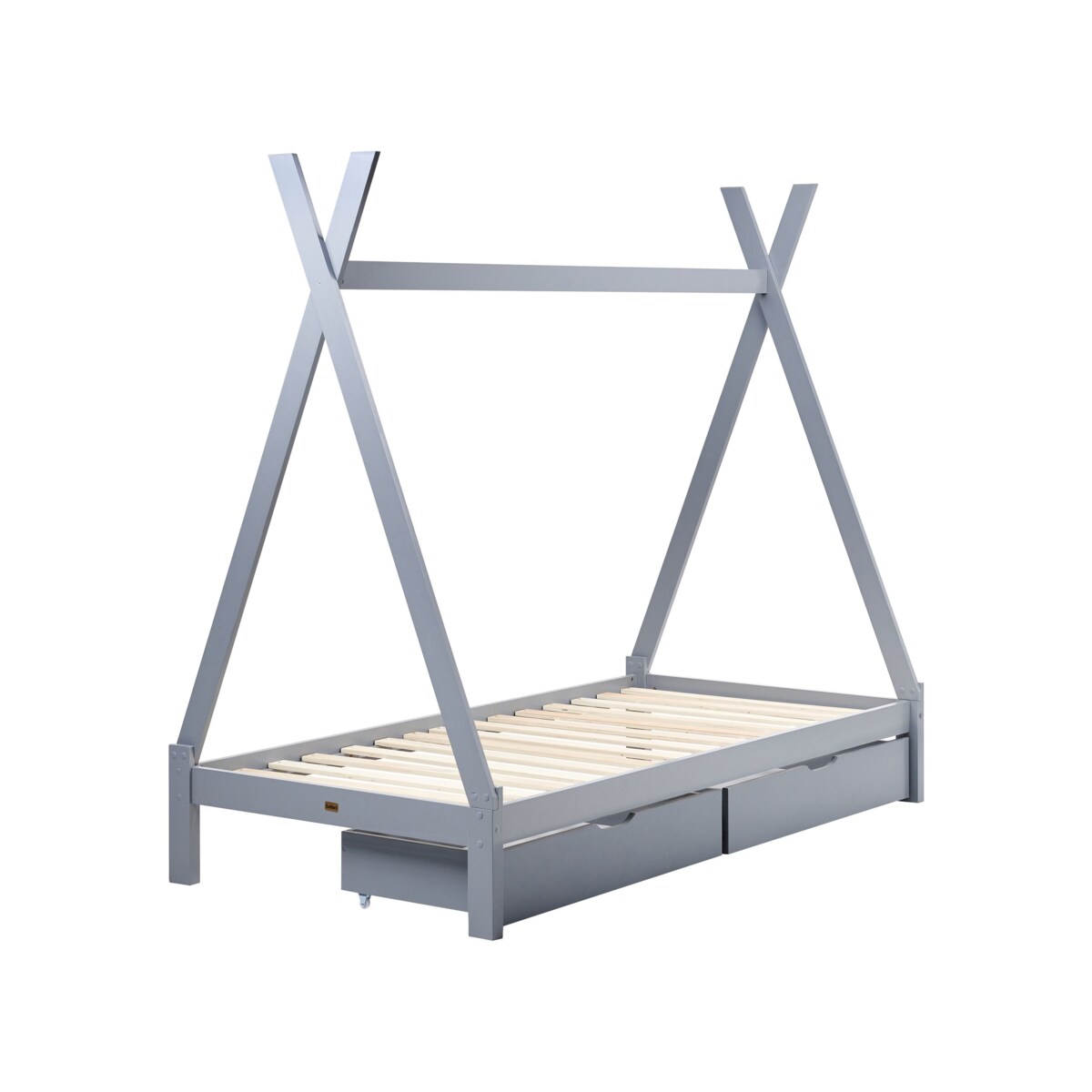 Łóżko z szufladami Drewno sosnowe DEVAY 90 x 200 cm Z miejscem do przechowywania Szary