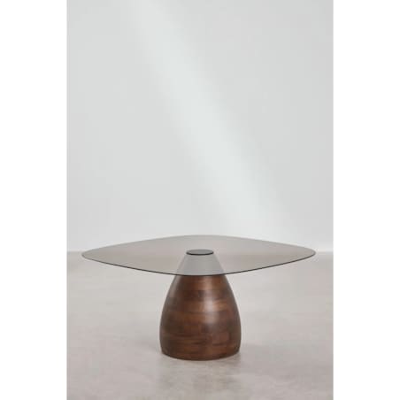 Komplet dwóch stolików z drewna mango i hartowanego szkła Mariana