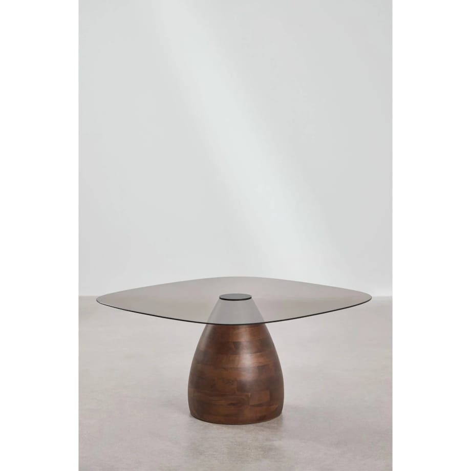 Komplet dwóch stolików z drewna mango i hartowanego szkła Mariana