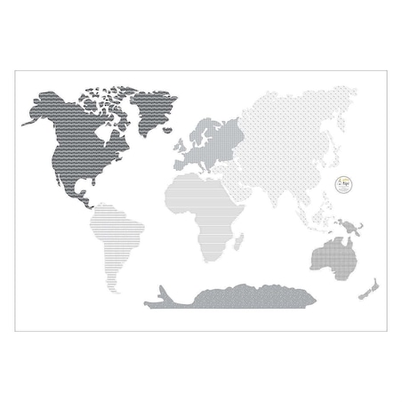 Naklejka World Map Black, 155x88cm