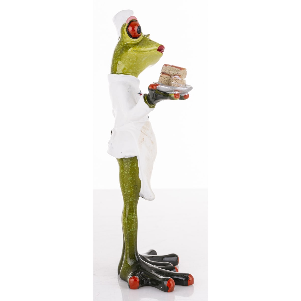 Figurka - żabka 17x8x4,5 cm FROGG z ciastkami w łapce