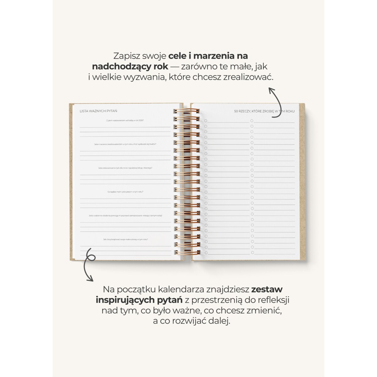 Planner Tygodniowy 2026 na spirali – Cappuccino