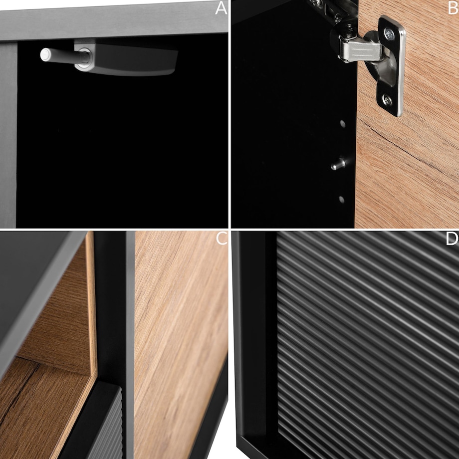 KONSIMO LOFTY Komoda loft na wysokich drewnianych nóżkach