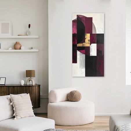 Obraz do salonu biura kuchni, Abstrakcja geometryczna w odcieniach burgundu