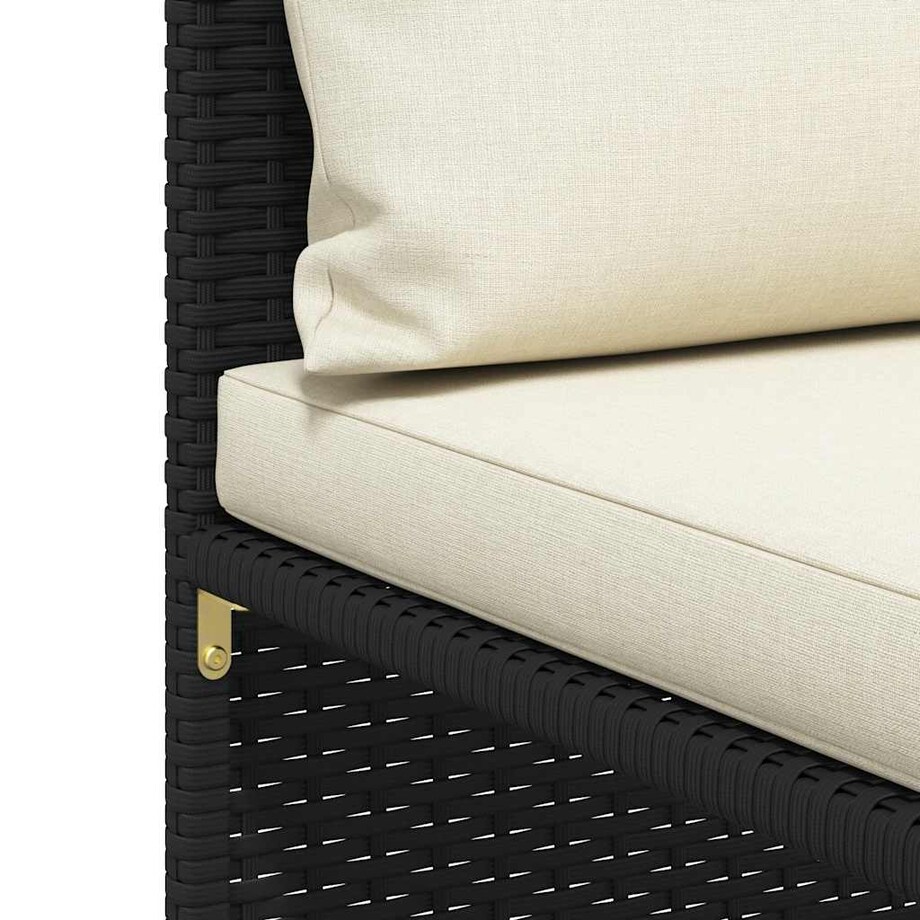 vidaXL Narożna sofa modułowa z poduszką, polirattan, czarna