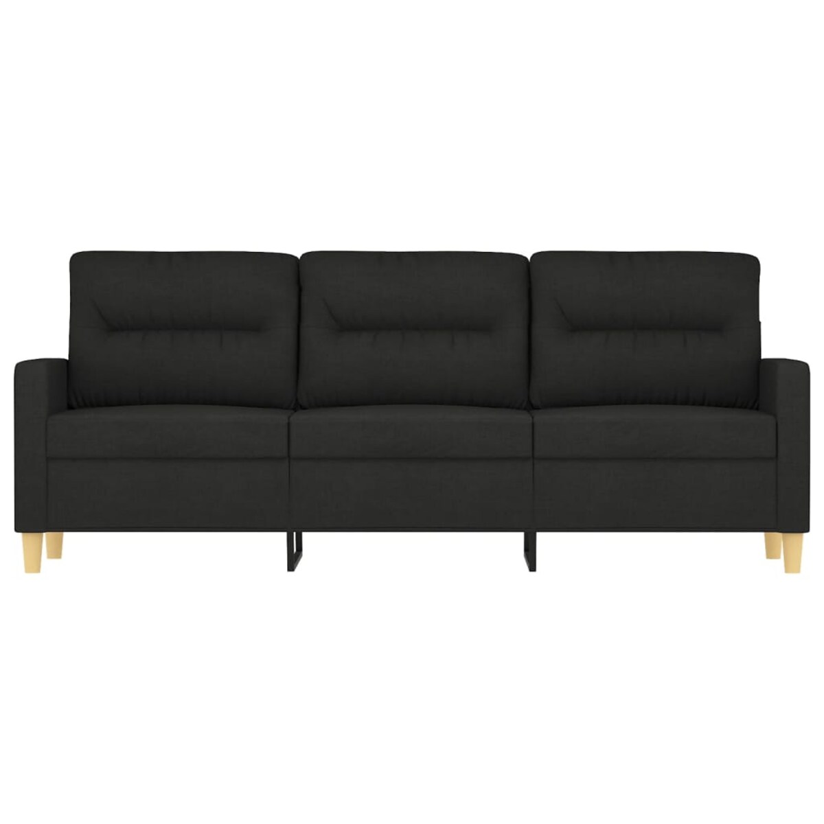 vidaXL Sofa 3-osobowa, czarna, 180 cm, tapicerowana tkaniną