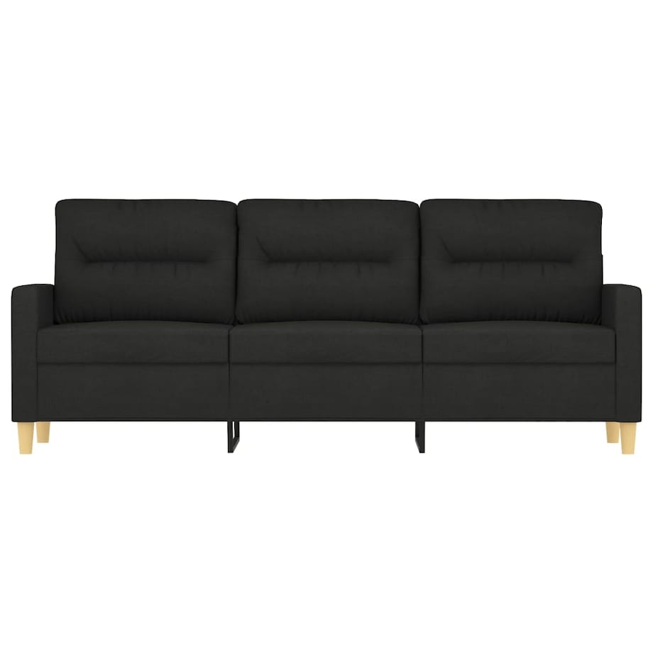 vidaXL Sofa 3-osobowa, czarna, 180 cm, tapicerowana tkaniną
