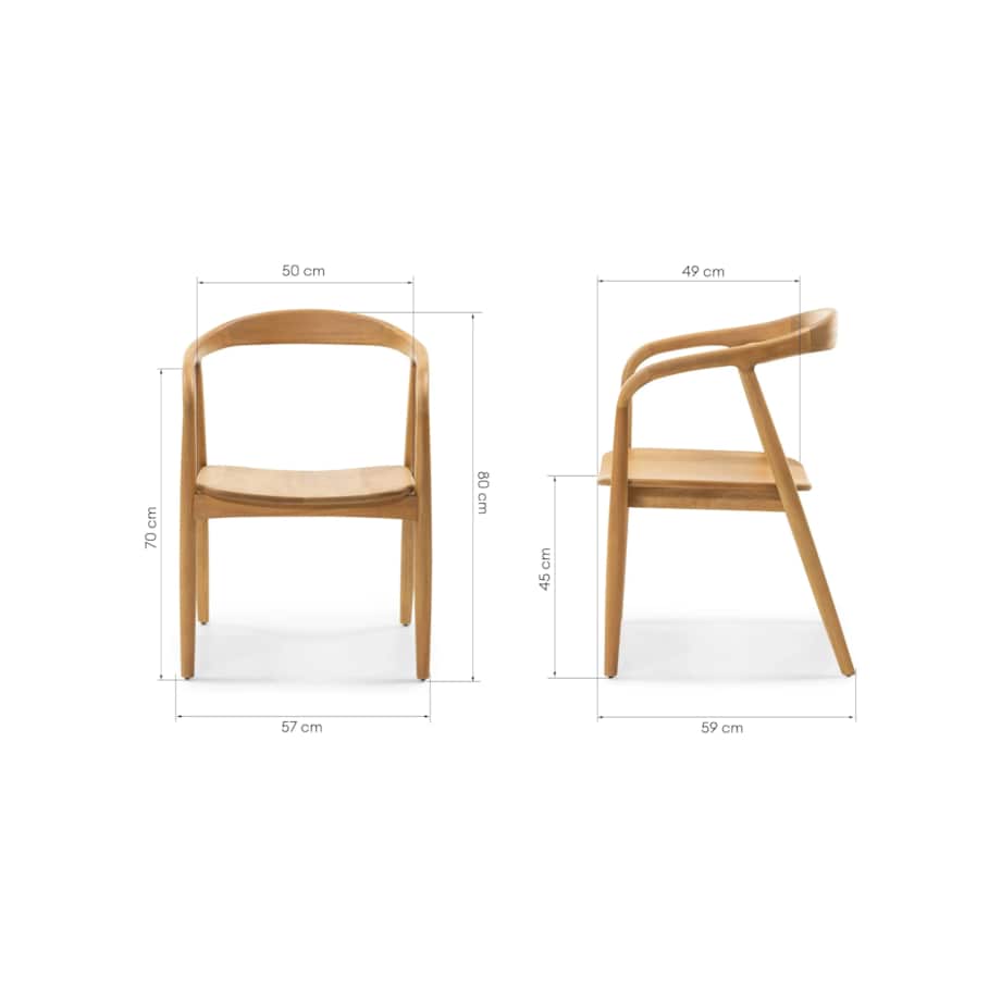 Krzesło drewniane LUSIA 80x57x59 cm naturalne zaokrąglone