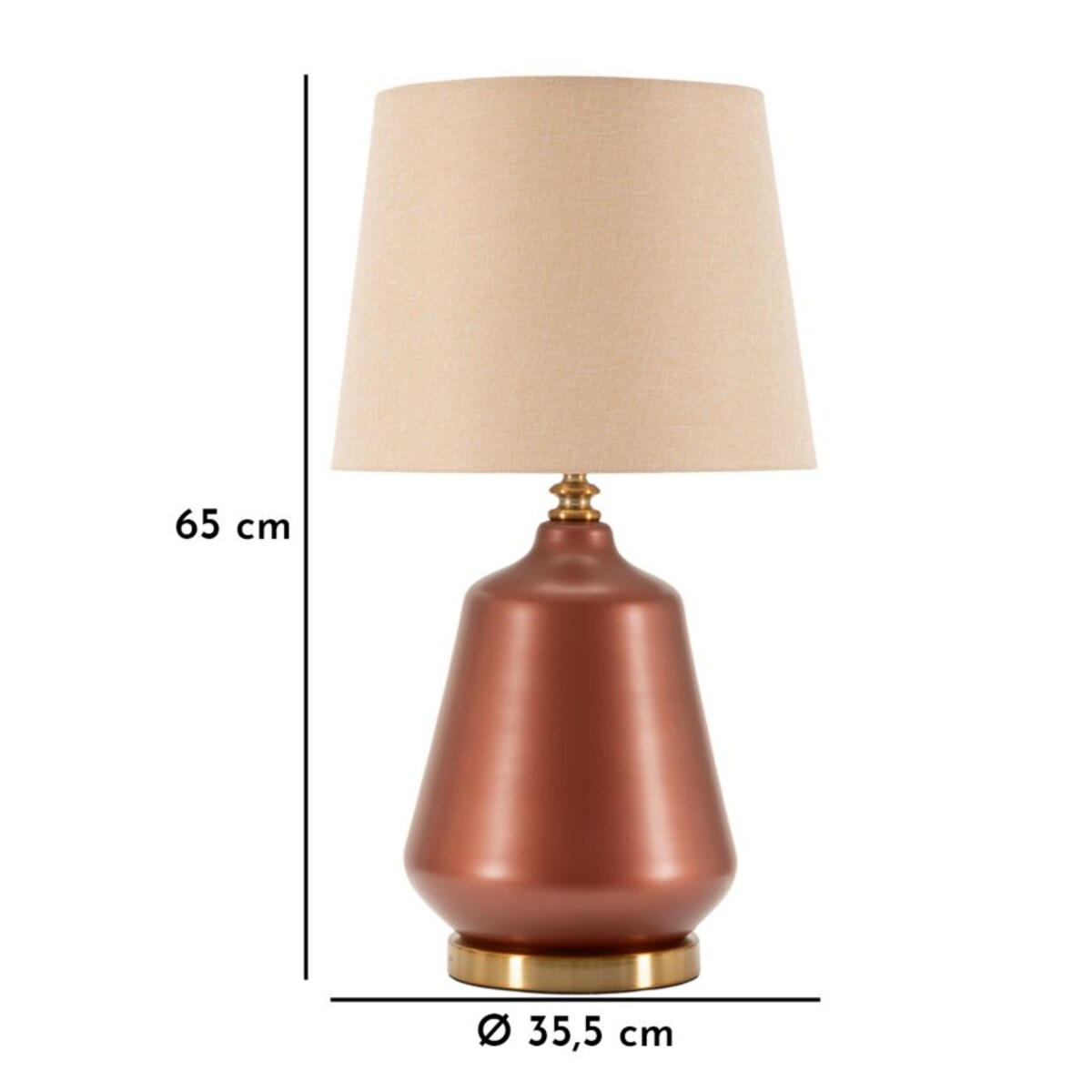 Lampa stołowa Rosenthal - C, kolor brązowy i złoty, szkło i żelazo, 35,5 x 35,5 x 65 cm, 1 x E27, styl glamour, do salonu i sypialni, Mauro Ferretti